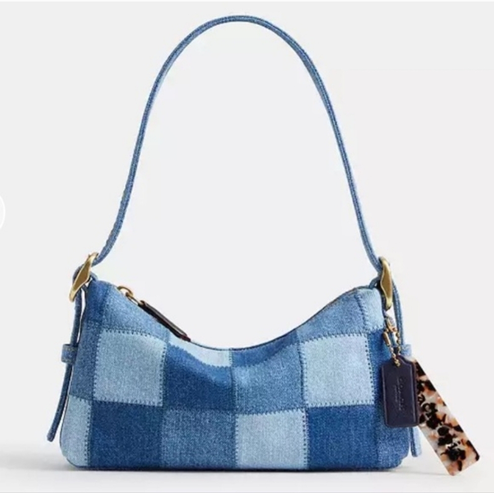 NWT Coachtopia Small Slouchy Alter Ego Shoulder Bag Denim Cotton Patchwork NEW - Picture 7 of 7